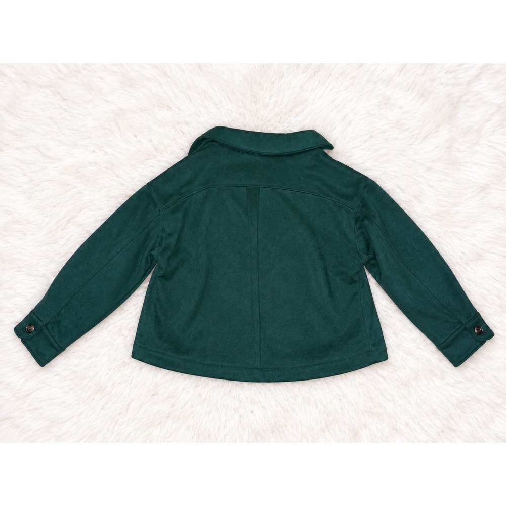 Bagatelle Collection Green Cropped Faux Suede Velvet Feel Jacket Shacket - Picture 4 of 4